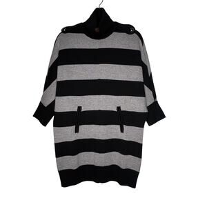 Tory Burch Striped Turtleneck Tunic Wool Merino Sweater Size Small